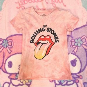 THE ROLLING STONES pink tye dye band tee